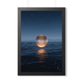 Framed Vertical Poster - Glowing Ocean Horizon — Black... |...