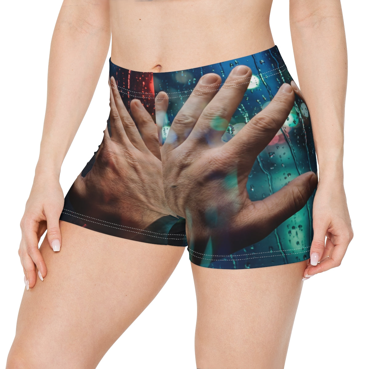 Women's Shorts Rainy City Window Art