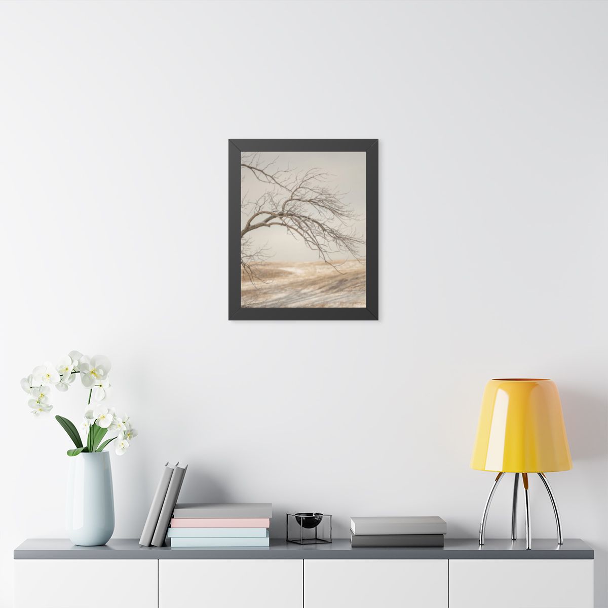Framed Vertical Poster - Winter Branch Solitude Landscape —...