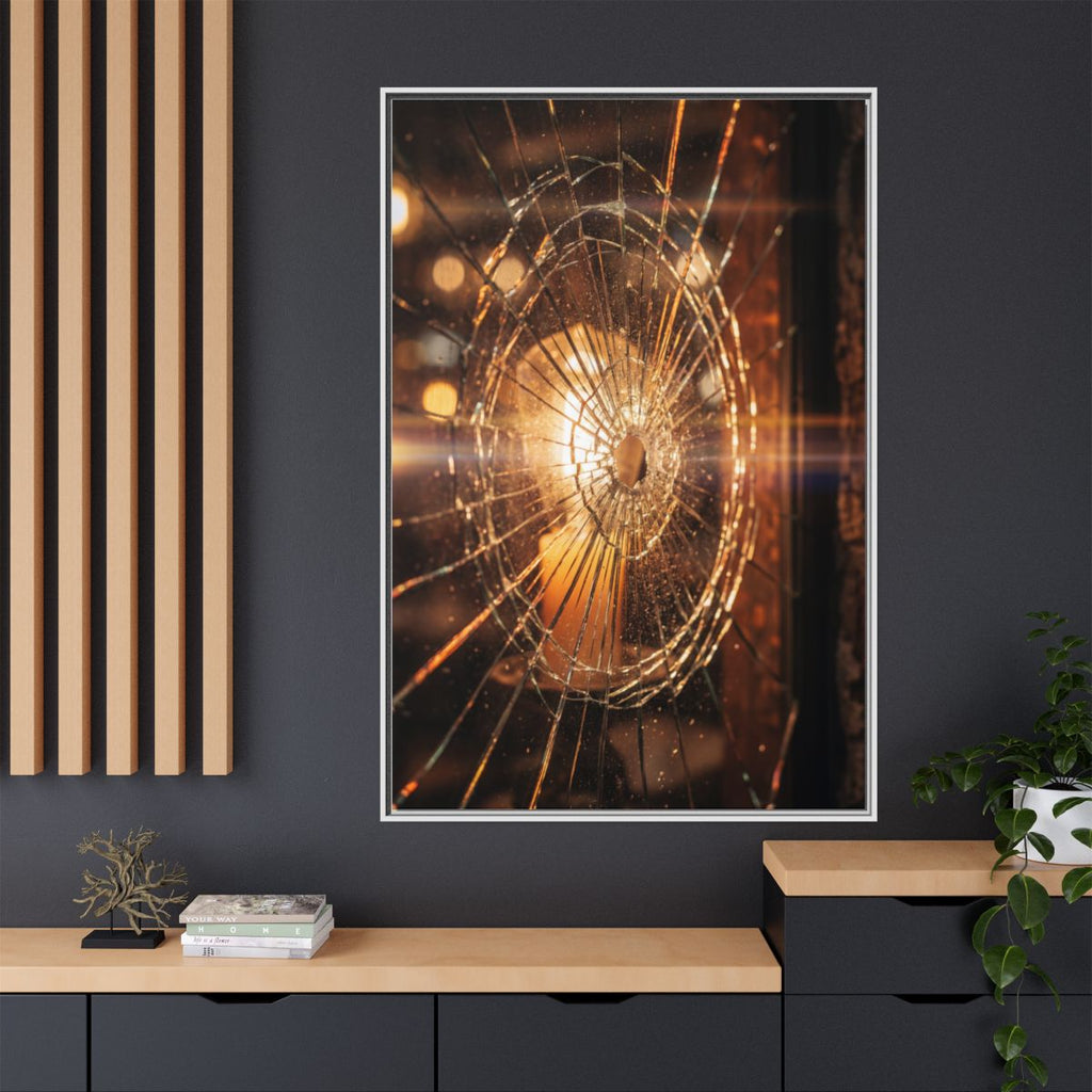 Matte Canvas, Framed - Fractured Light Shattered Glass Art —...