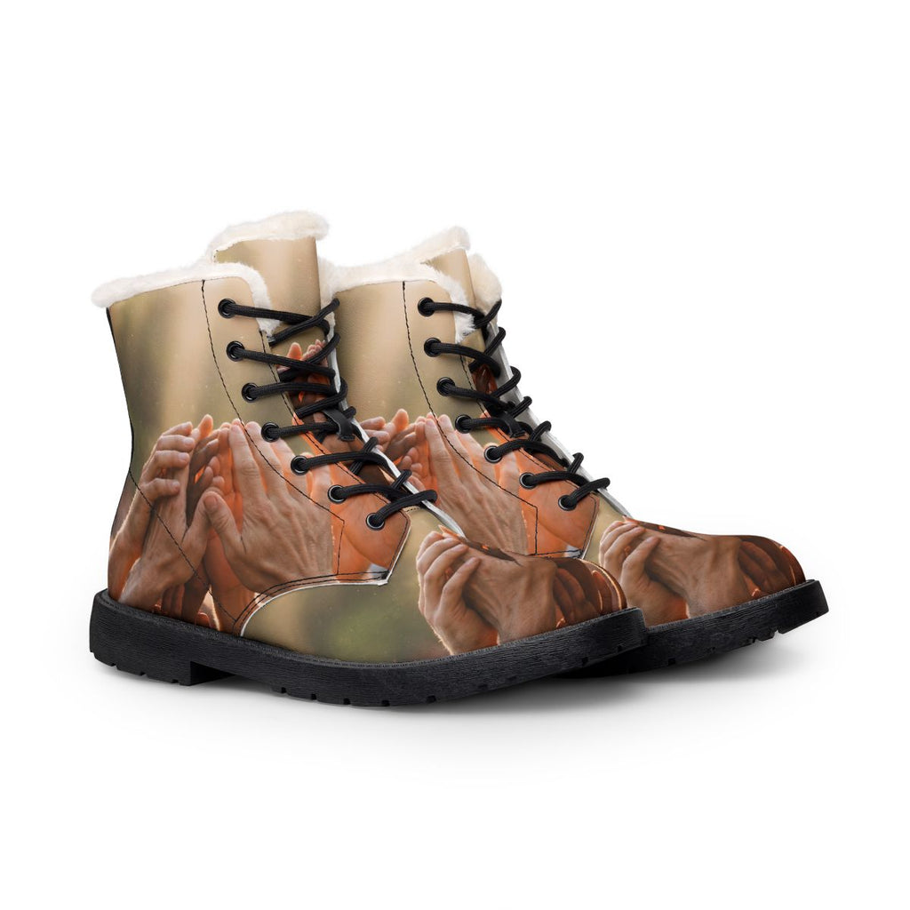 Men's Fur and Leather Boots - Golden Rays of Unity Wall Art...