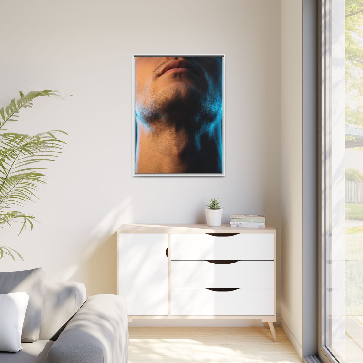 Matte Canvas, Framed - Neon Shadows Cinematic Portrait Art...