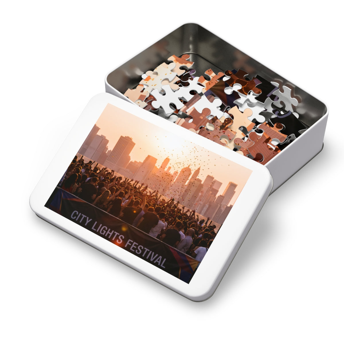 Jigsaw Puzzle with Tin - City Lights (30, 110, 252, 500... |...