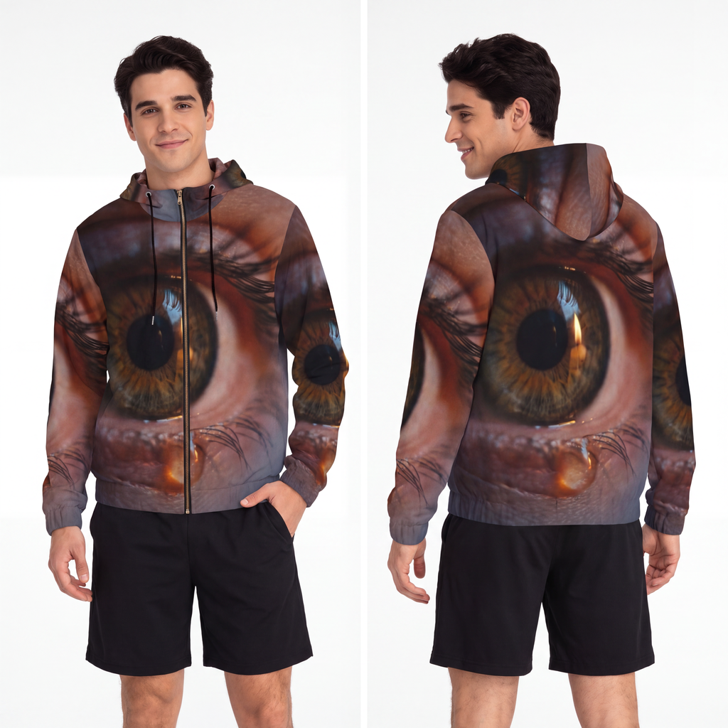 Men's Full-Zip Hoodie - Amber Iris Reflection Fine Art Print...