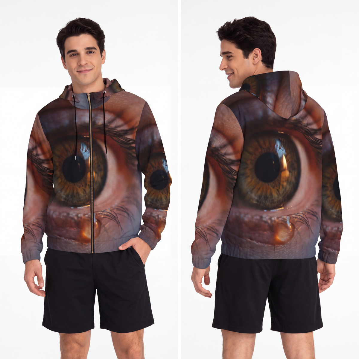 Men's Full-Zip Hoodie - Amber Iris Reflection Fine Art Print...