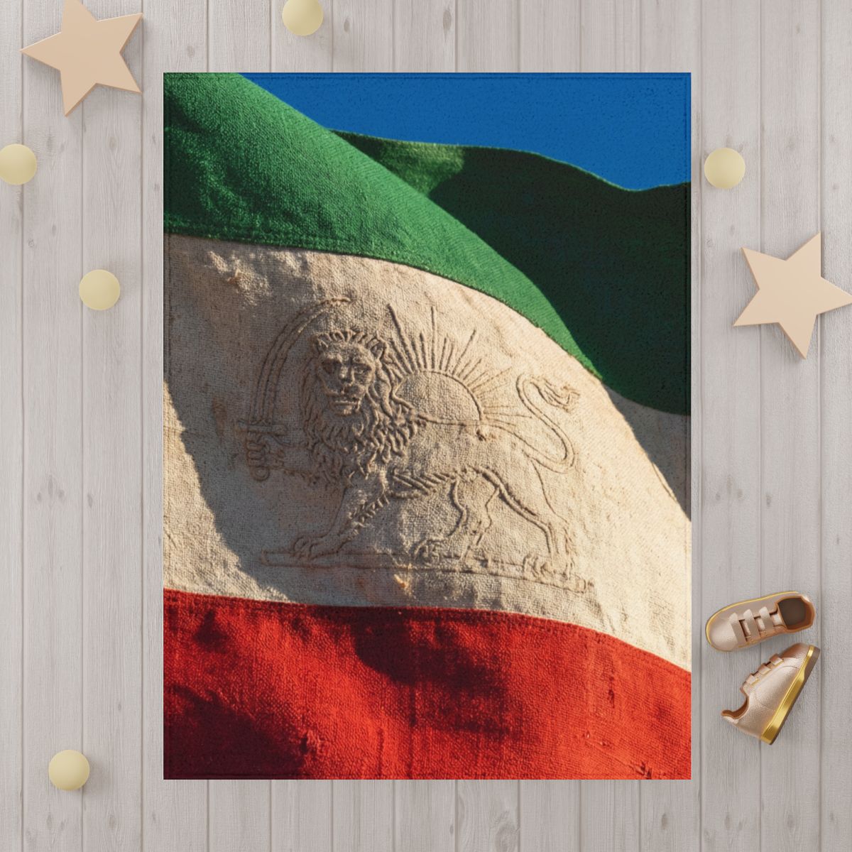 Toddler Blanket - Vintage Persian Lion and Sun Heritage Flag...