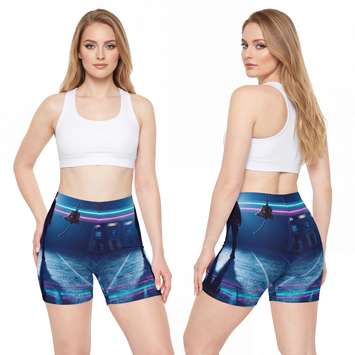 Women's Biker Shorts - Neon Arcade | Echovira Gallery