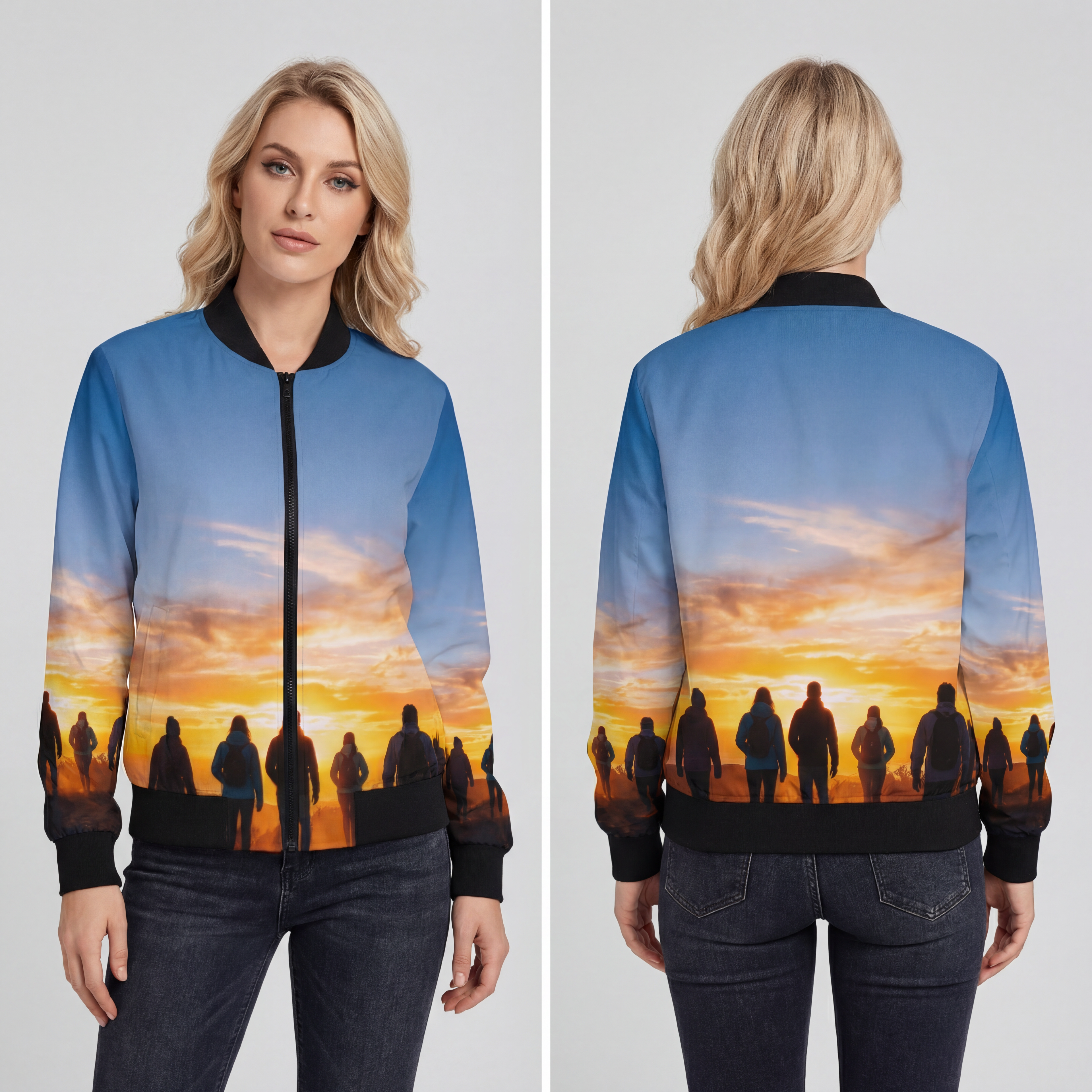 Women's Bomber Jacket - Golden Hiker Dawn