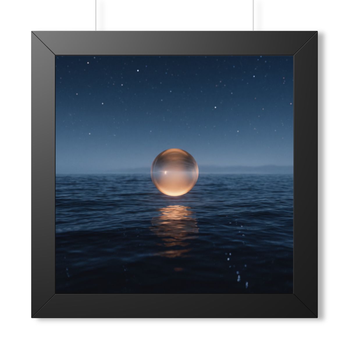 Framed Vertical Poster - Glowing Ocean Horizon — Black... |...
