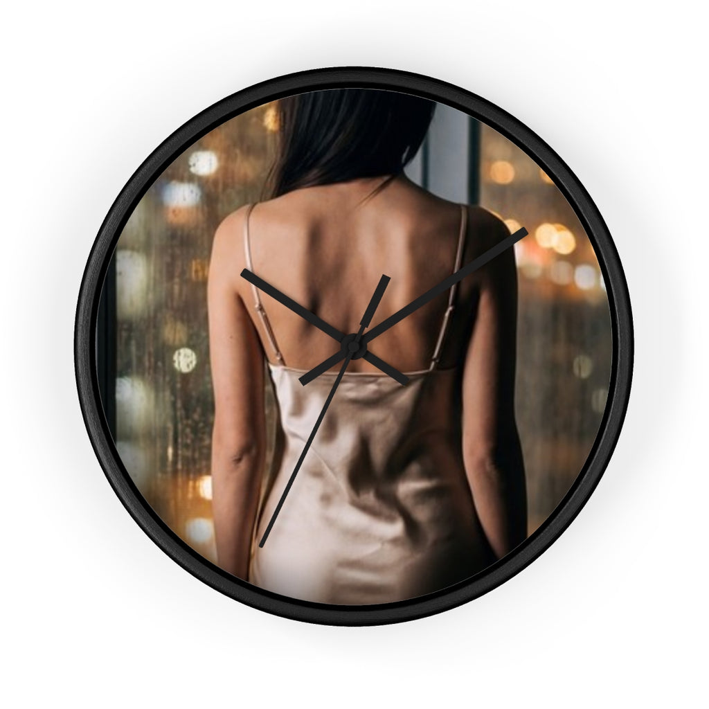 Wall Clock - Shimmering Rainy City Hour | Echovira Gallery