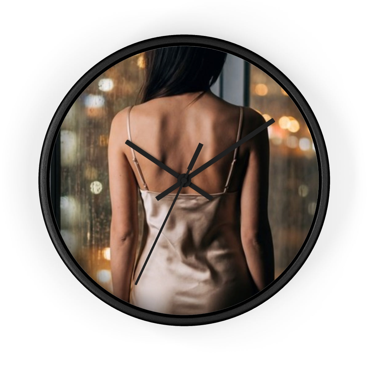 Wall Clock - Shimmering Rainy City Hour | Echovira Gallery