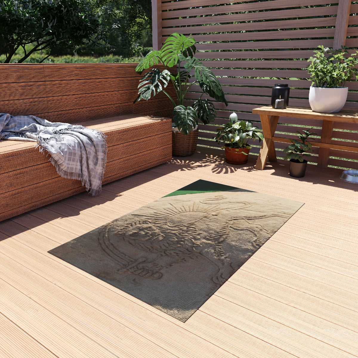 Outdoor Rug - Persian Lion and Sun | Echovira Gallery