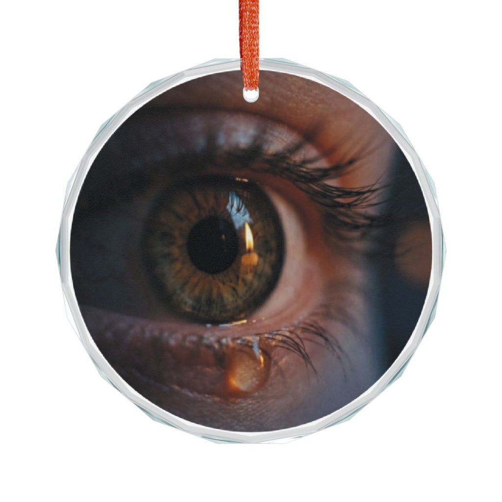 Crystal Glass Ornament - Golden Reflection Eye Art Print |...