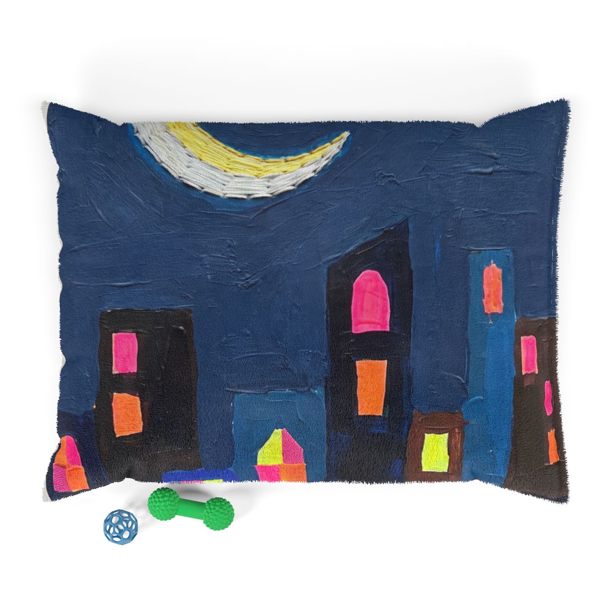 Pet Bed - Cozy Midnight Neon Skyline Pet Bed | Echovira...