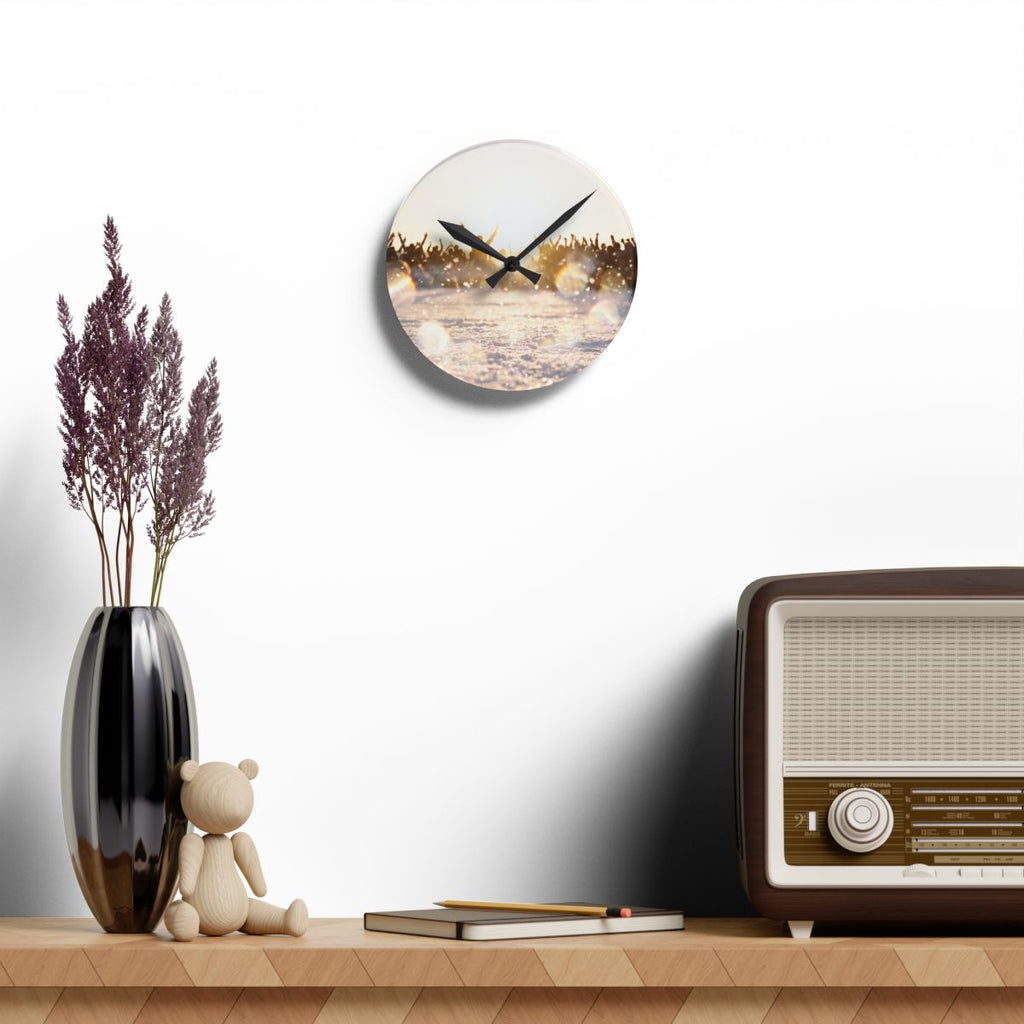 Golden Hour Crowd Celebration Acrylic Wall Clock