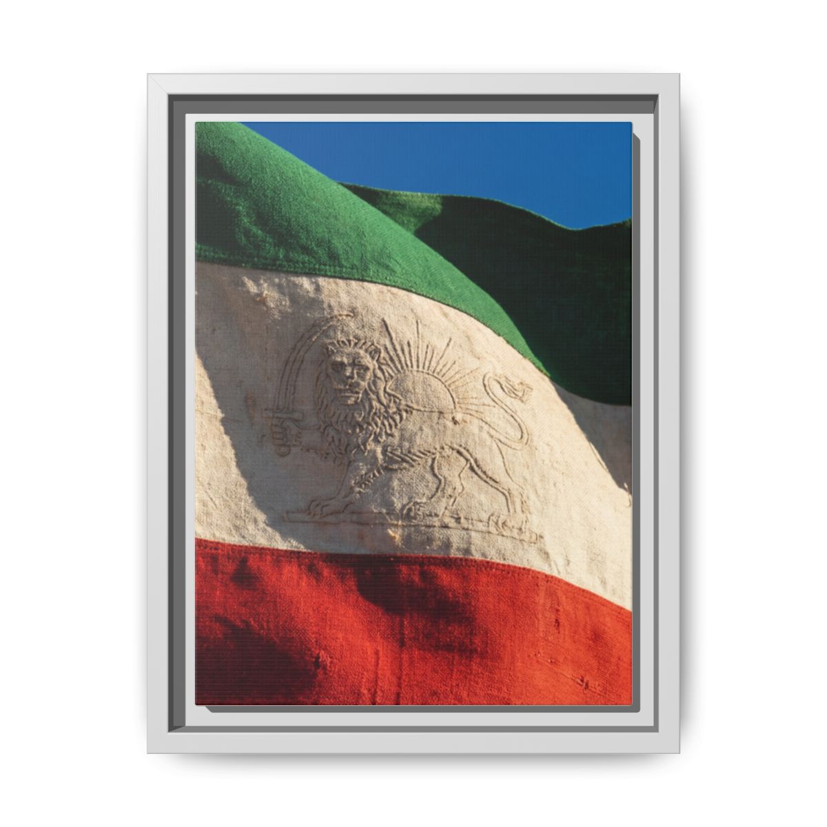 Framed Canvas Art - Distressed Flag — White / 1.25"