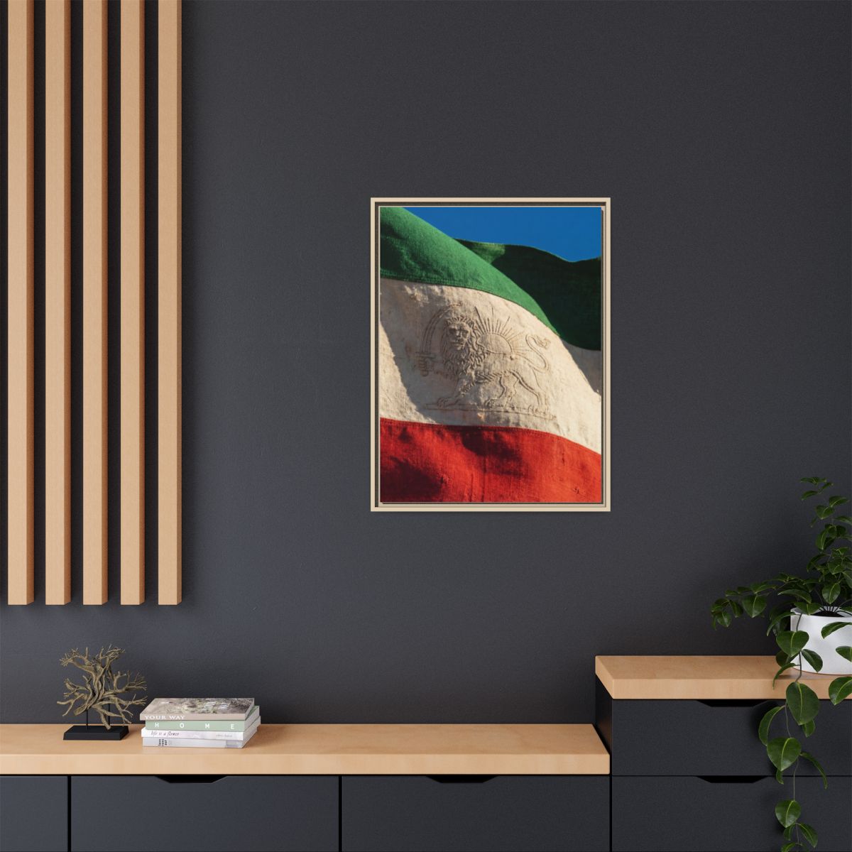 Framed Canvas Art - Distressed Flag — Natural / 1.25"