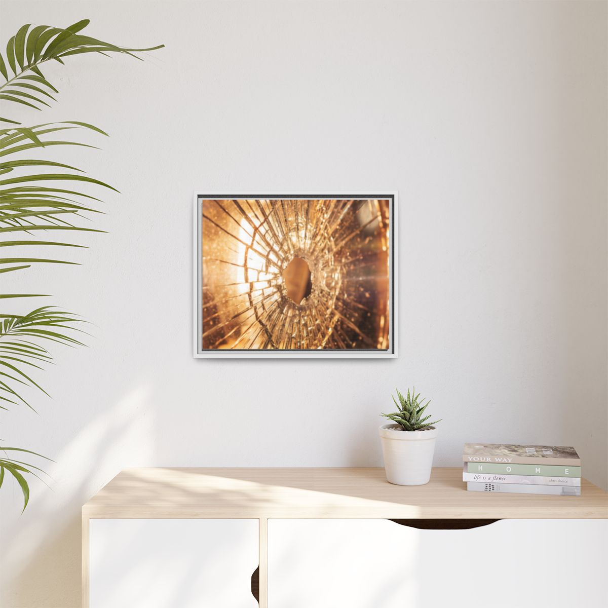 Matte Canvas, Framed - Golden Fractured Art — White / 1.25"...
