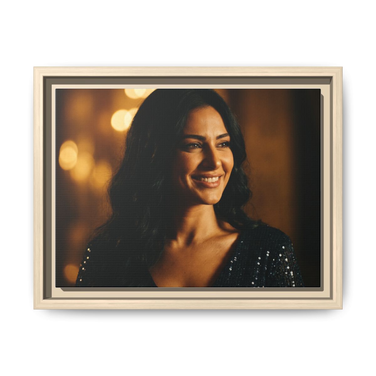 Framed Canvas Art - Golden Glamour — Natural / 1.25"