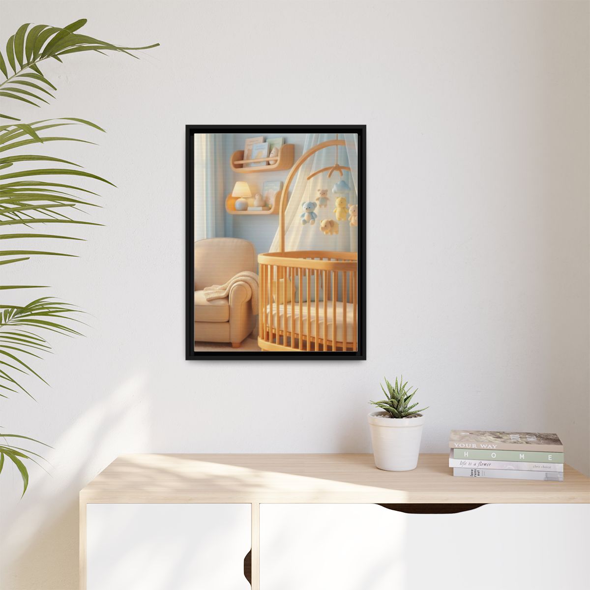 Matte Canvas, Framed - Dreamy Serene Nursery Art — Black /...