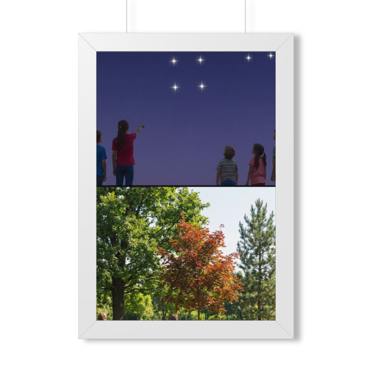 Framed Vertical Poster - Stardust & Forest Discovery — White...