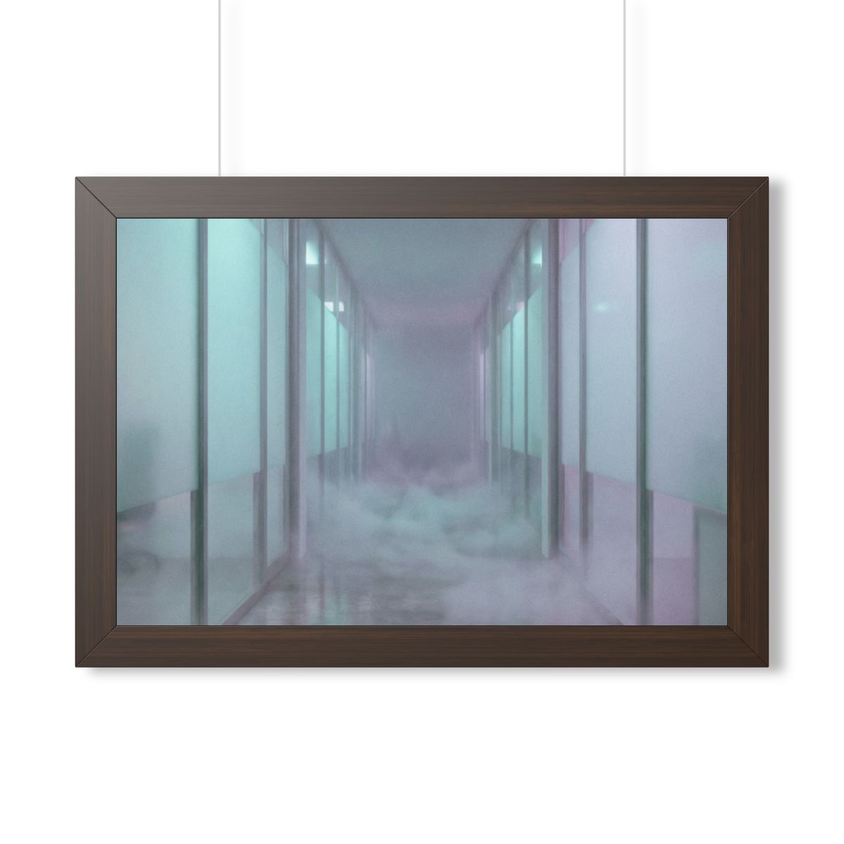 Framed Horizontal Poster - Liminal Corridor Fog Art Print —...