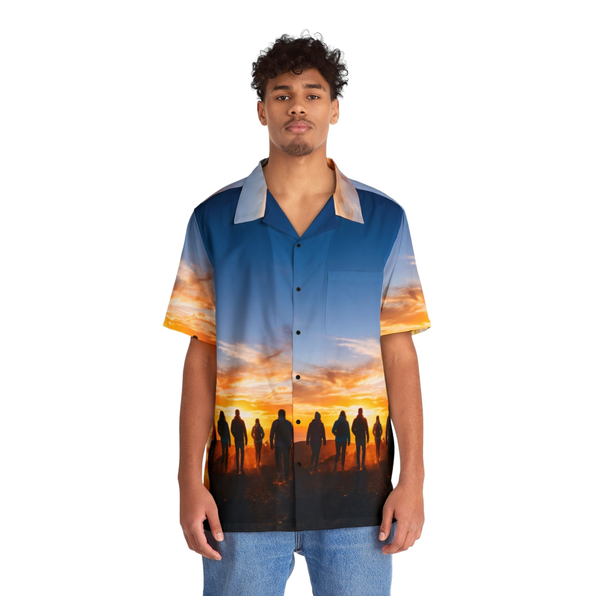 Men's Hawaiian Shirt - Golden Dawn Trek