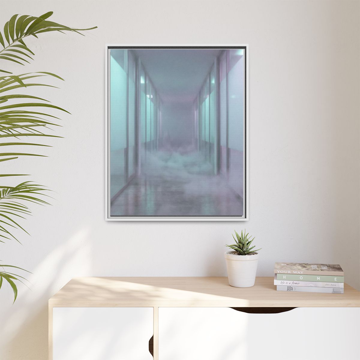 Matte Canvas, Framed - Liminal Corridor Fog Art Print —... |...