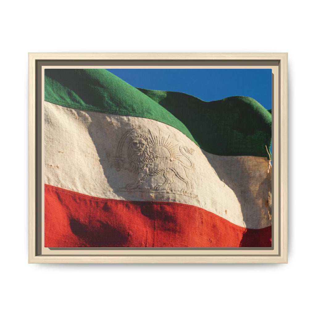 Framed Canvas Art - Distressed Flag — Natural / 1.25"