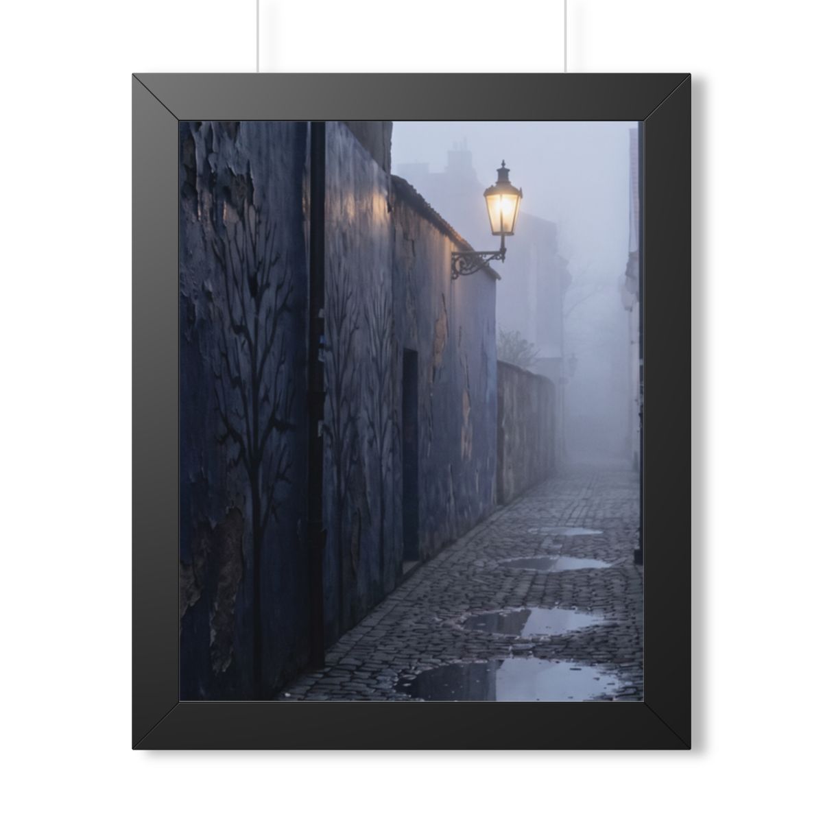 Framed Vertical Poster - Cobblestone in Mist — Black (11×14...
