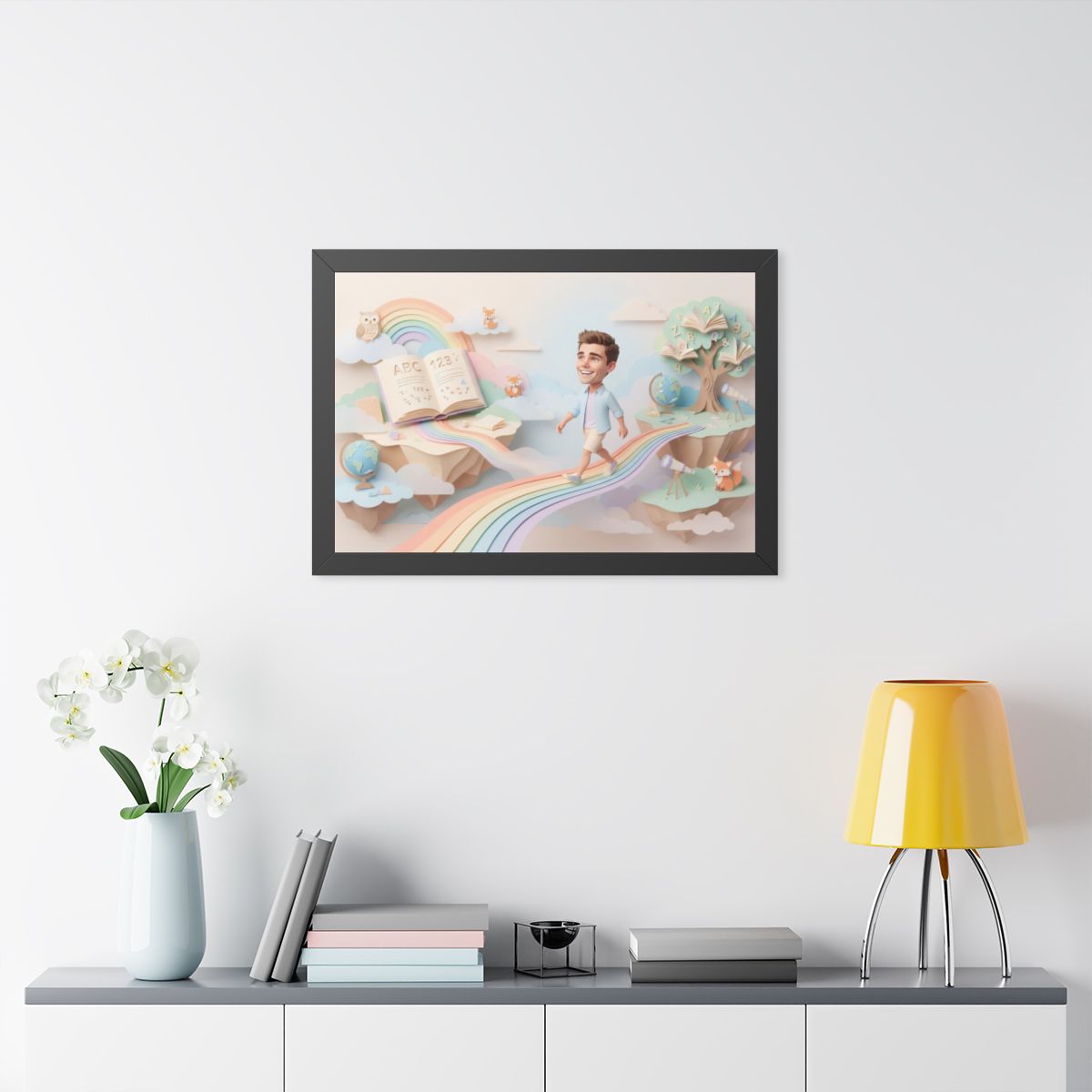 Framed Horizontal Poster - Rainbow Odyssey — Black (14×11......
