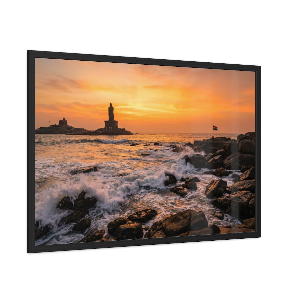 Framed Posters - Coastal Golden Glow — Landscape