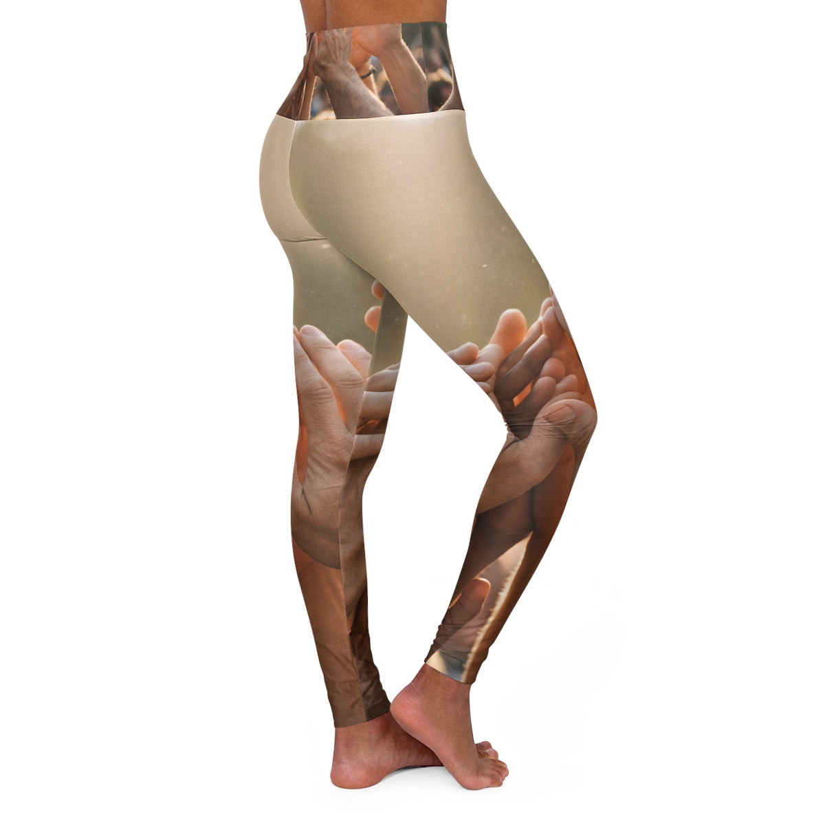 High Waisted Yoga Leggings - Golden Rays of Unity Wall Art |...