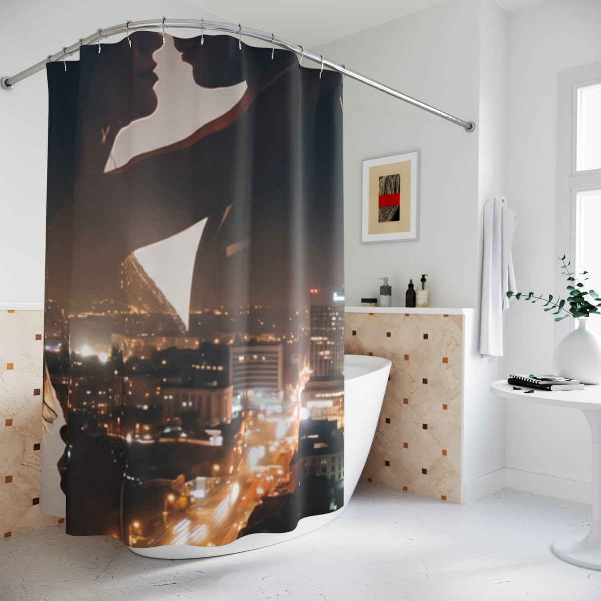 Shower Curtain - Midnight City Romance | Echovira Gallery