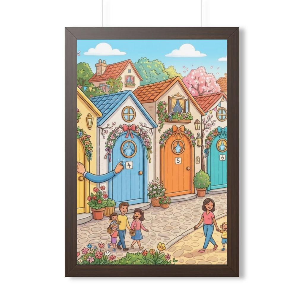 Framed Vertical Poster - Storybook Lane Gateway — Walnut......