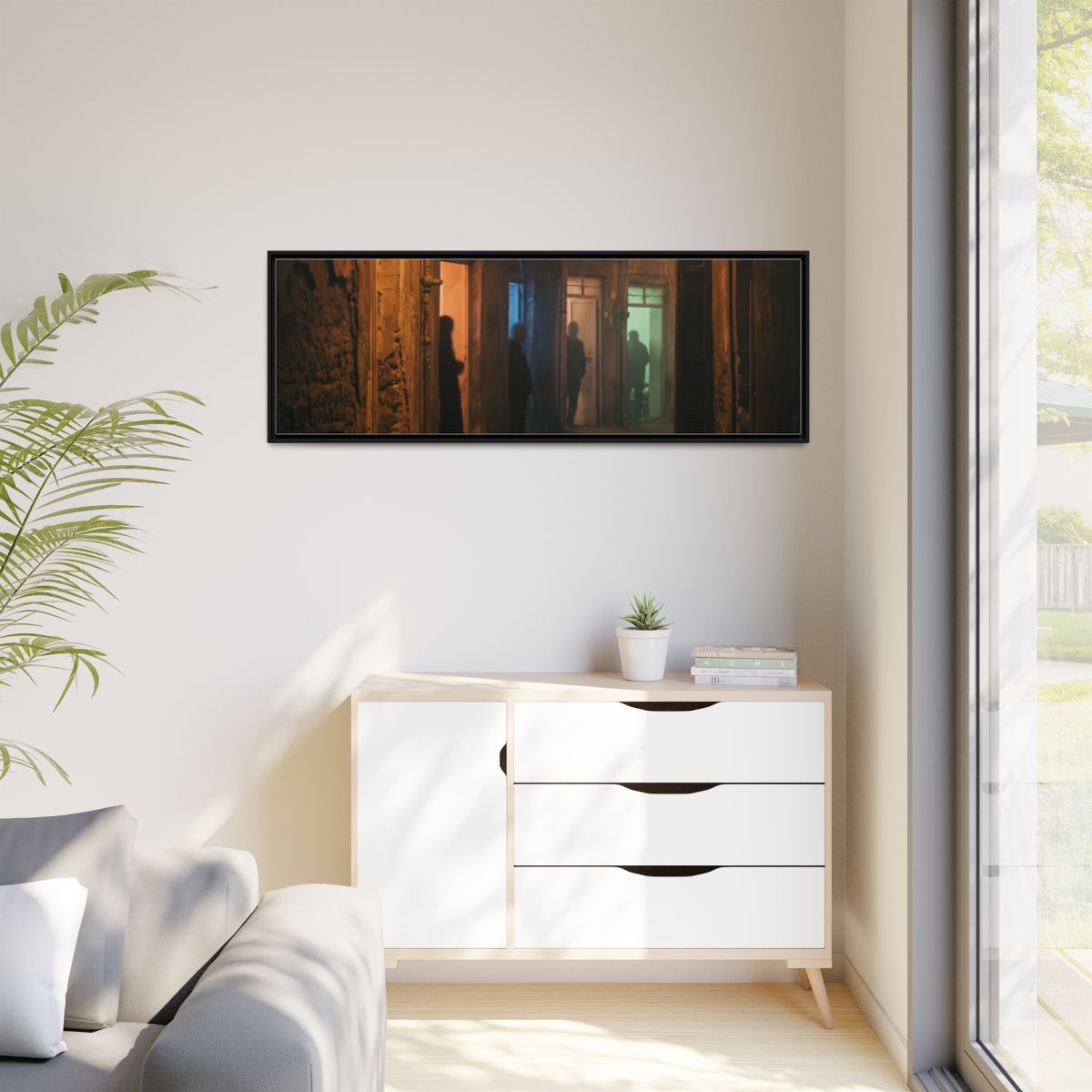 Matte Canvas, Framed - Shadowed Alleyway Mystery Art Print...