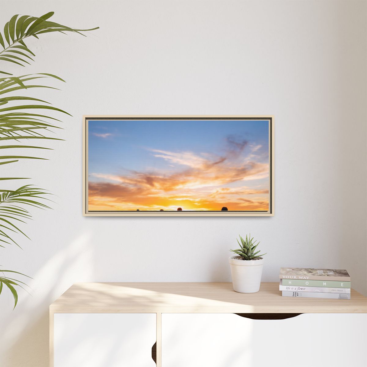 Framed Canvas - Sunset Silhouette