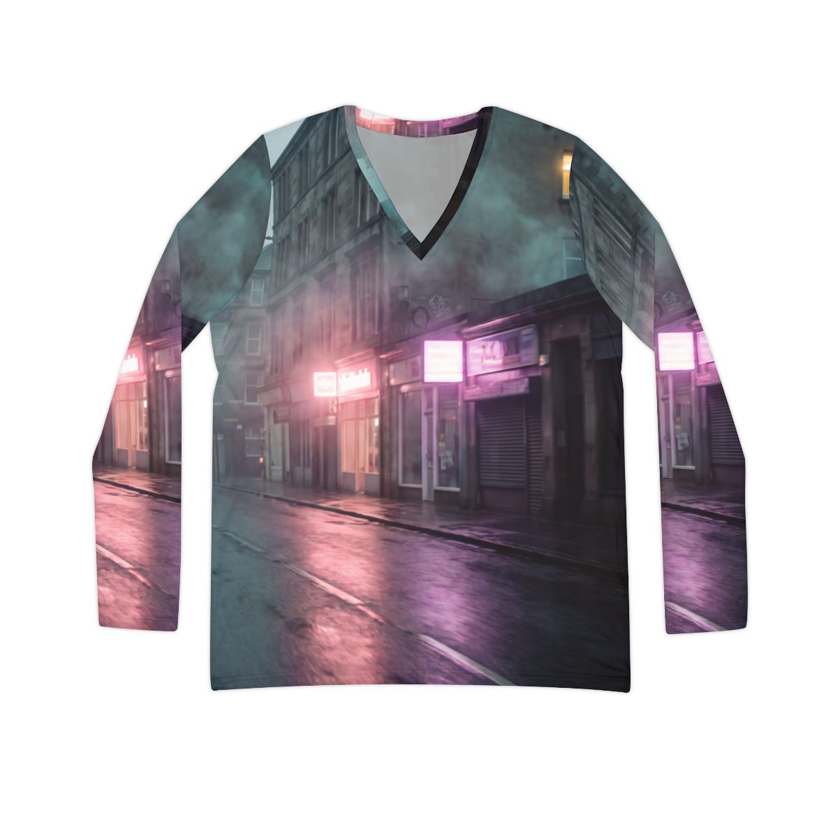 Women's V-Neck Long Sleeve Neon Street Shirt
