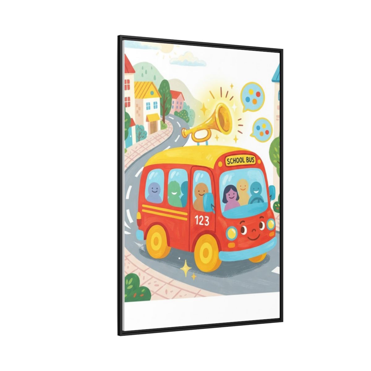 Matte Canvas - Framed Bus Town Canvas Art — Black / 1.25"......