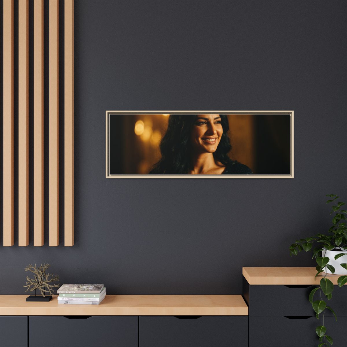 Framed Canvas Art - Golden Glamour — Natural / 1.25"