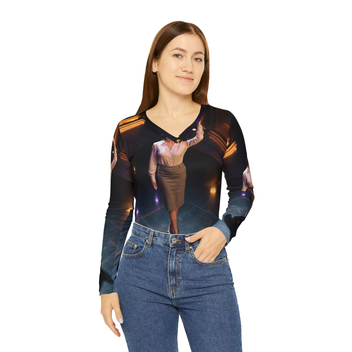 Women's V-Neck Shirt - Nocturne Pirouette | Echovira Gallery