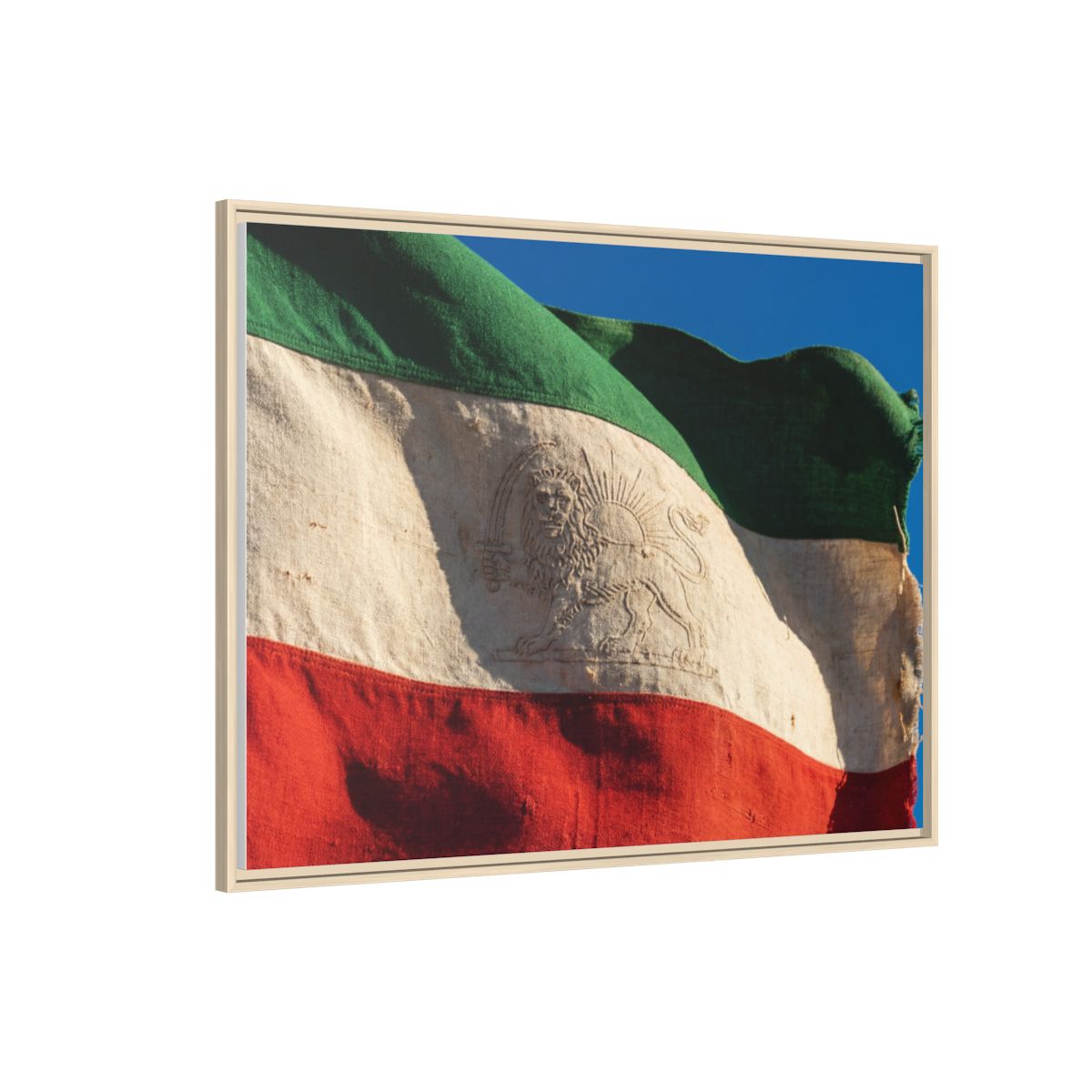 Framed Canvas Art - Distressed Flag — Natural / 1.25"