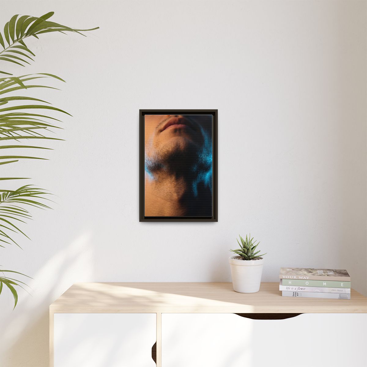 Matte Canvas, Framed - Neon Shadows Cinematic Portrait Art...