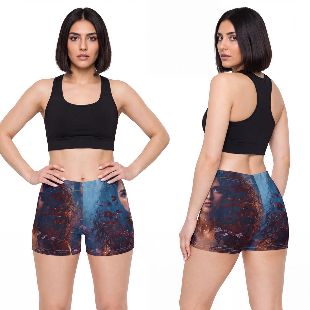 Women's Shorts with Autumn Portrait Art