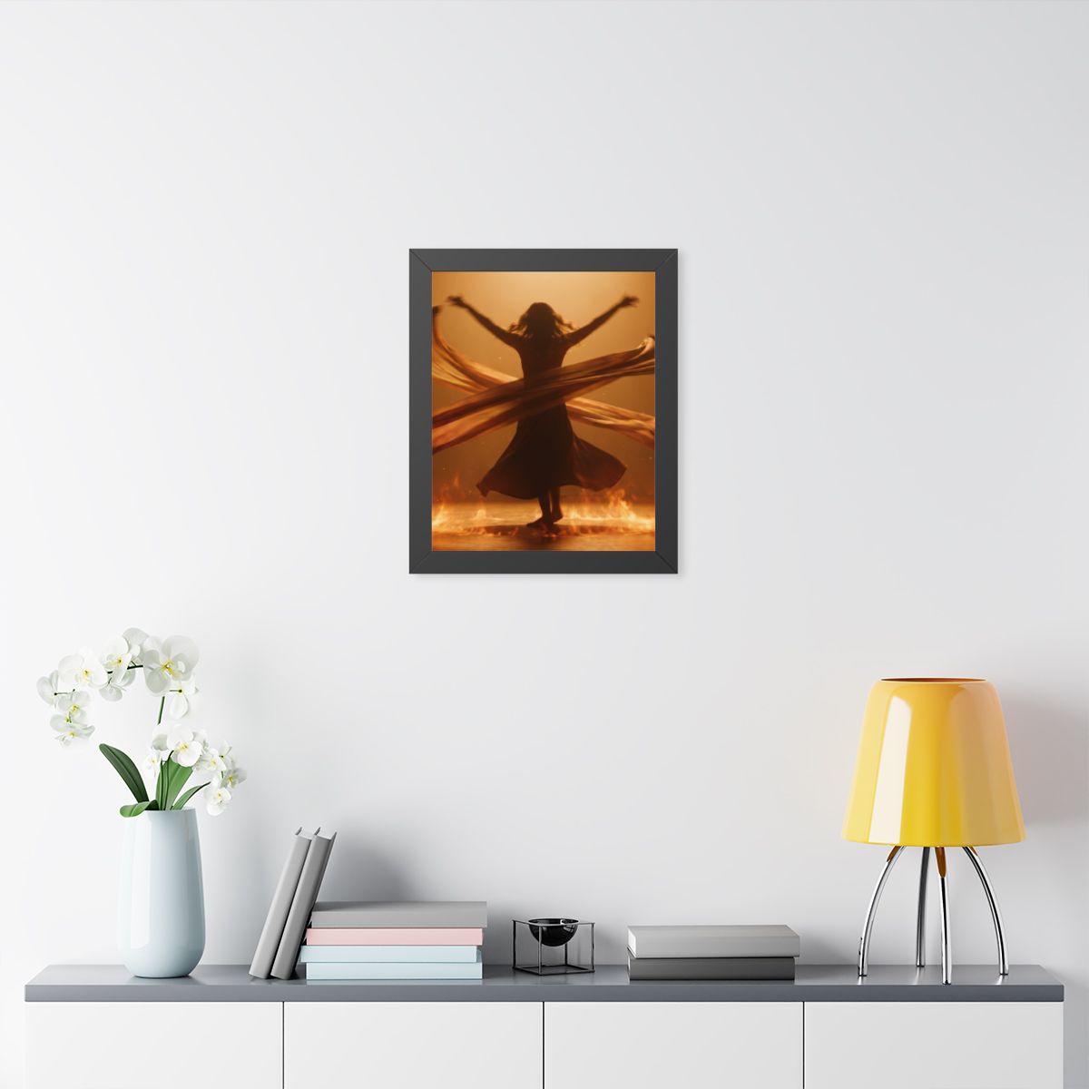 Framed Vertical Poster - Fire Dance Ascent — Black (11×14......