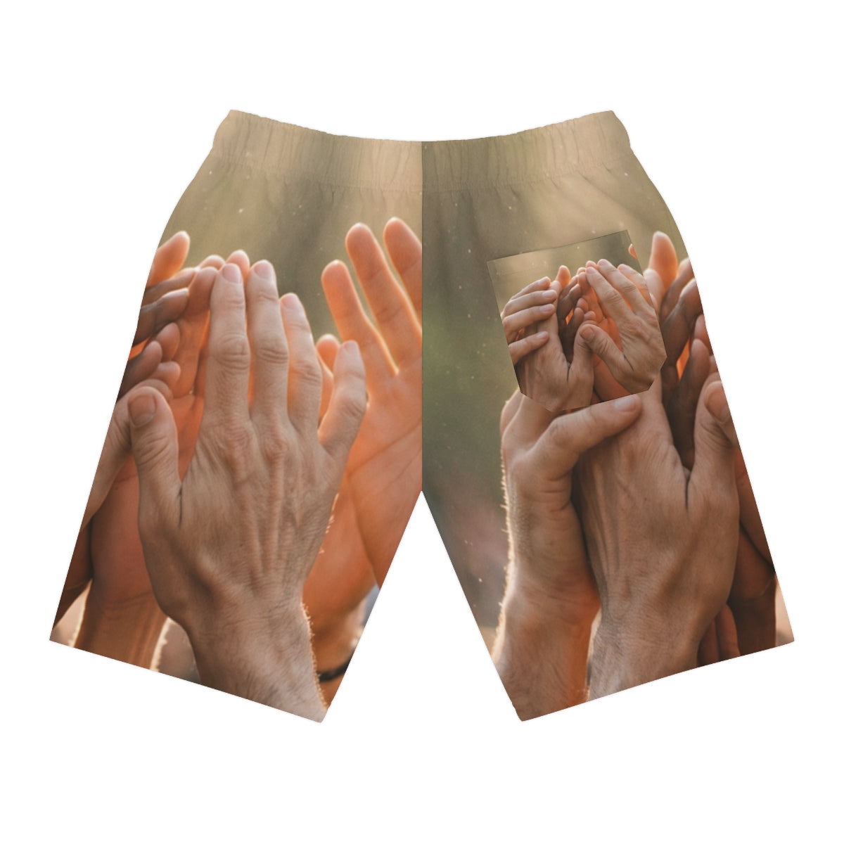 Men's Athletic Long Shorts - Golden Rays of Unity Wall Art |...