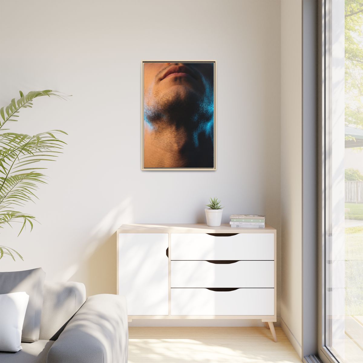 Matte Canvas, Framed - Neon Shadows Cinematic Portrait Art...