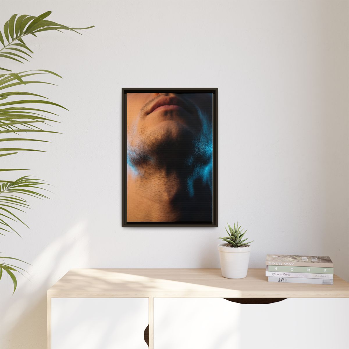 Matte Canvas, Framed - Neon Shadows Cinematic Portrait Art...