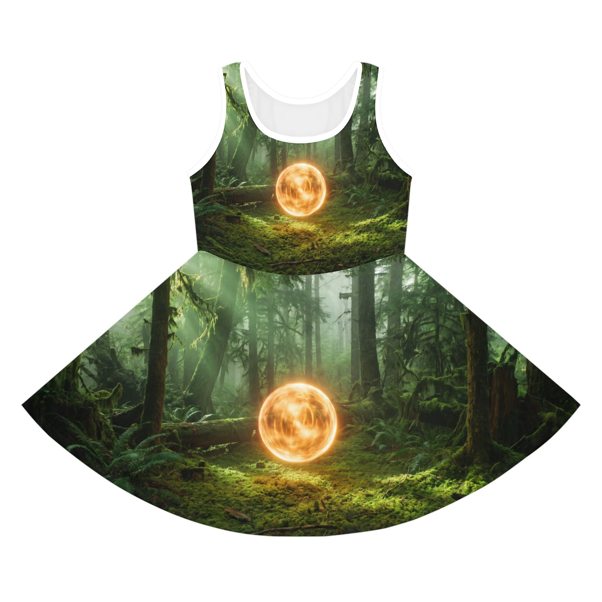 Girls' Sleeveless Sundress with Mystic Forest Art