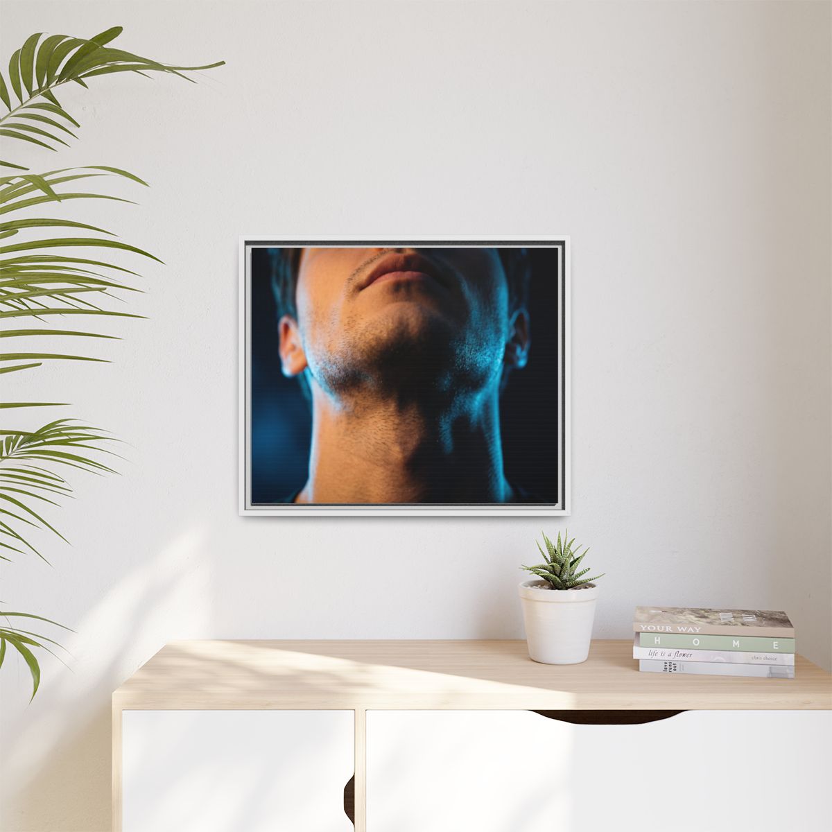 Matte Canvas, Framed - Neon Shadows Cinematic Portrait Art...